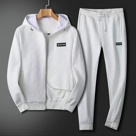 Luxury White Monogram Tracksuit Modern Elegance Redefined