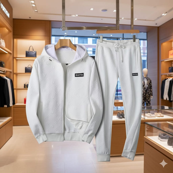 Luxury White Monogram Tracksuit Modern Elegance Redefined