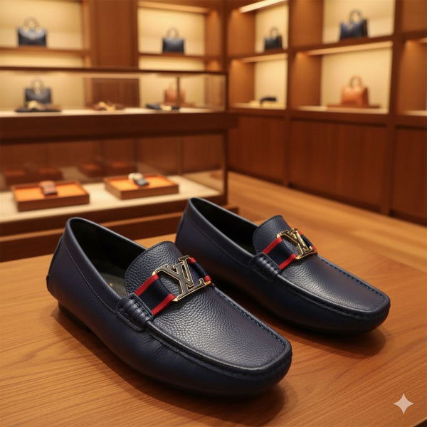 Luxury Blue Leather Loafers  Timeless Luxury in Every Step