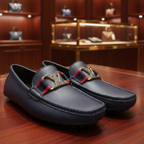 Luxury Blue Leather Loafers  Timeless Luxury in Every Step