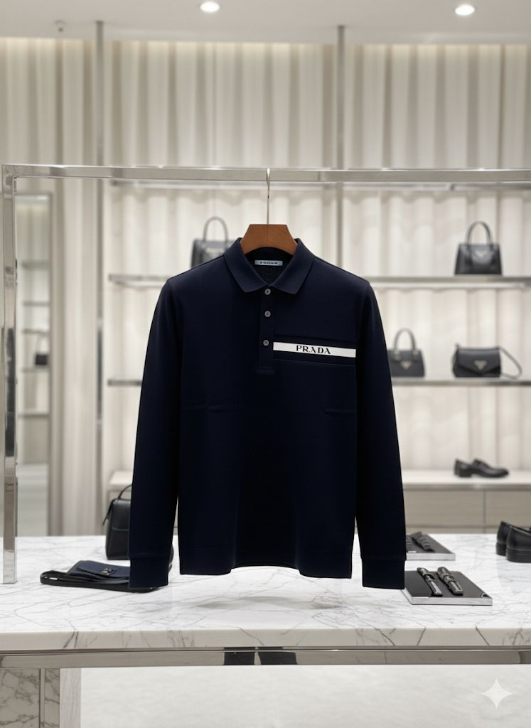 Navy Blue Luxury Polo Shirt  Iconic Minimalist Elegance