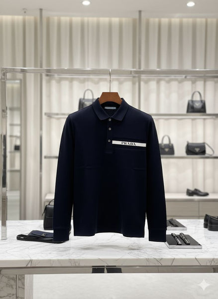 Navy Blue Luxury Polo Shirt  Iconic Minimalist Elegance
