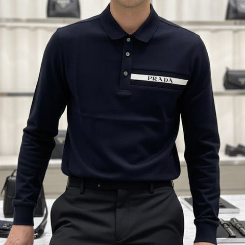 Navy Blue Luxury Polo Shirt  Iconic Minimalist Elegance