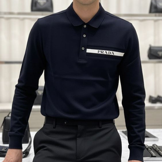Navy Blue Luxury Polo Shirt  Iconic Minimalist Elegance