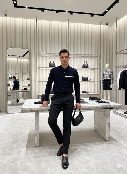 Navy Blue Luxury Polo Shirt  Iconic Minimalist Elegance