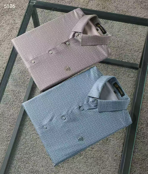 Premium Patterned Formal Shirts for Men  Elegant Blue & Grey Edition