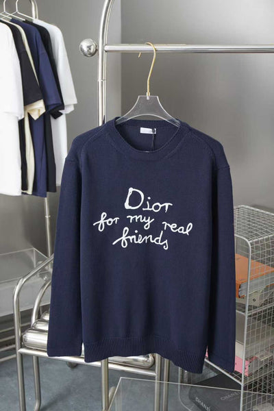Branded  Navy Blue Knit Sweater  Effortless Luxury Statement