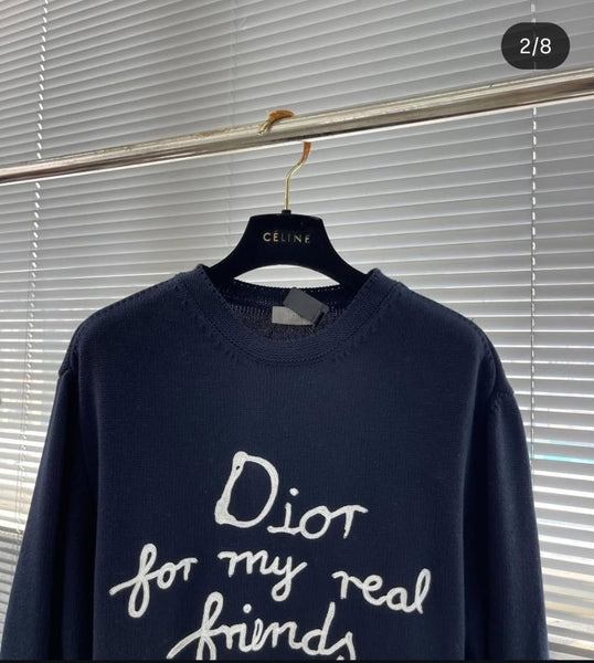 Branded  Navy Blue Knit Sweater  Effortless Luxury Statement