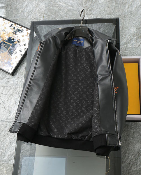 Limited Edition Black Leather Bomber Jacket