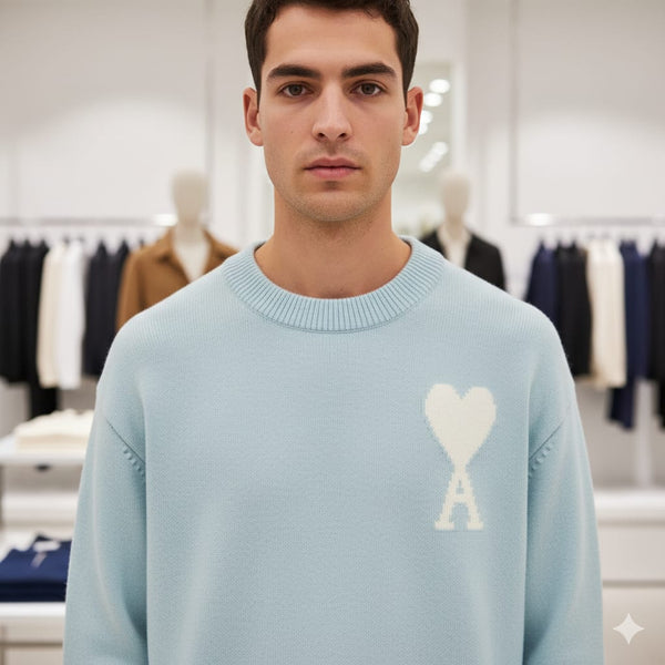 Premium Sweater with Heart Logo  Bold Contemporary Style