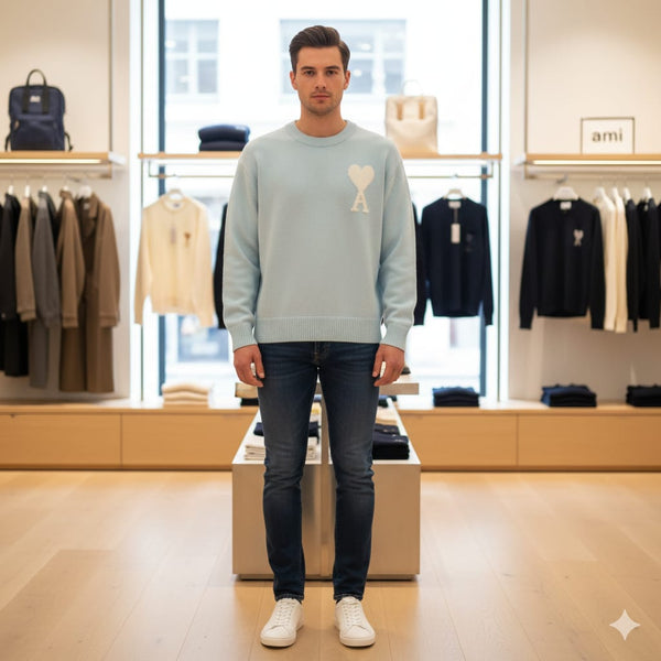 Premium Sweater with Heart Logo  Bold Contemporary Style