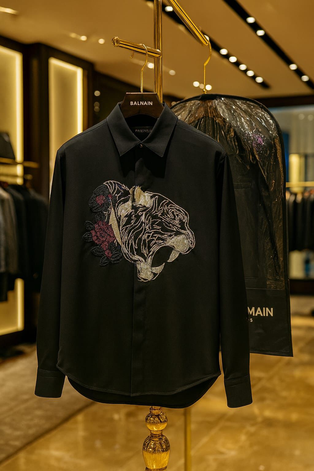 Branded  Black Tiger Embroidered Luxury Shirt