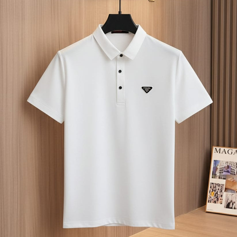 Luxury White Short Sleeve Polo T-Shirt for Men