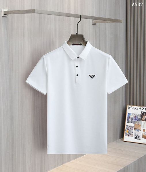 Luxury White Short Sleeve Polo T-Shirt for Men