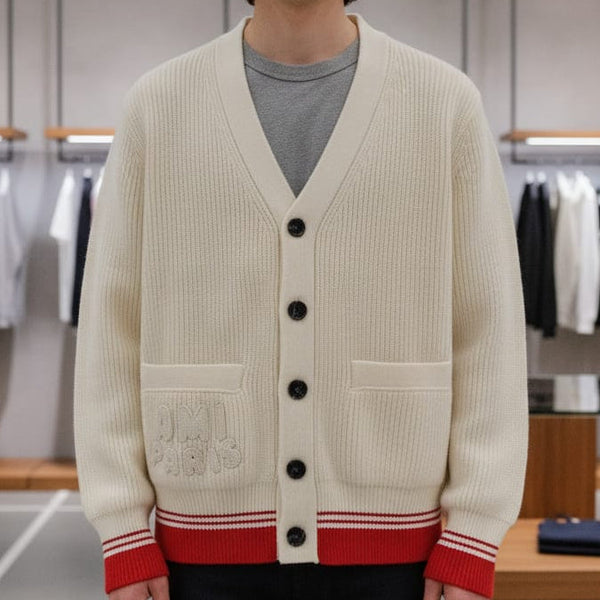 Premium Cream Ribbed Cardigan