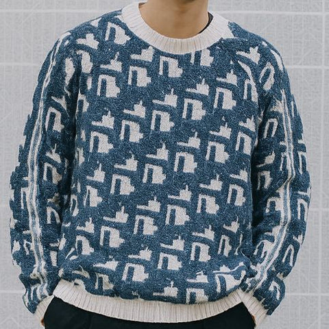 Exclusive Premium Brand Logo Oblique Sweater