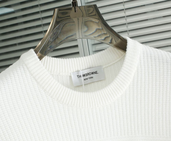Classic Textured Knit Sweater with Signature Arm Stripe