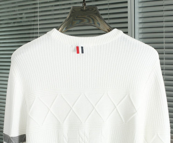 Classic Textured Knit Sweater with Signature Arm Stripe