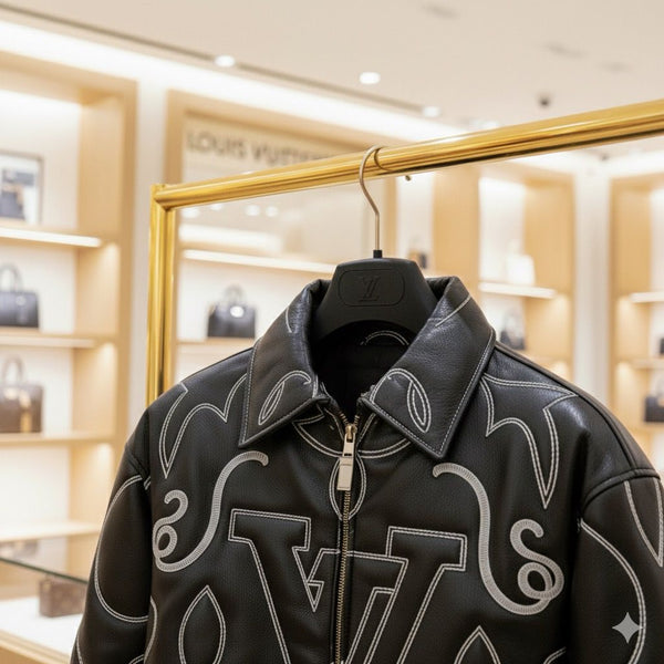 Premium Embroidered Leather Bomber Jacket