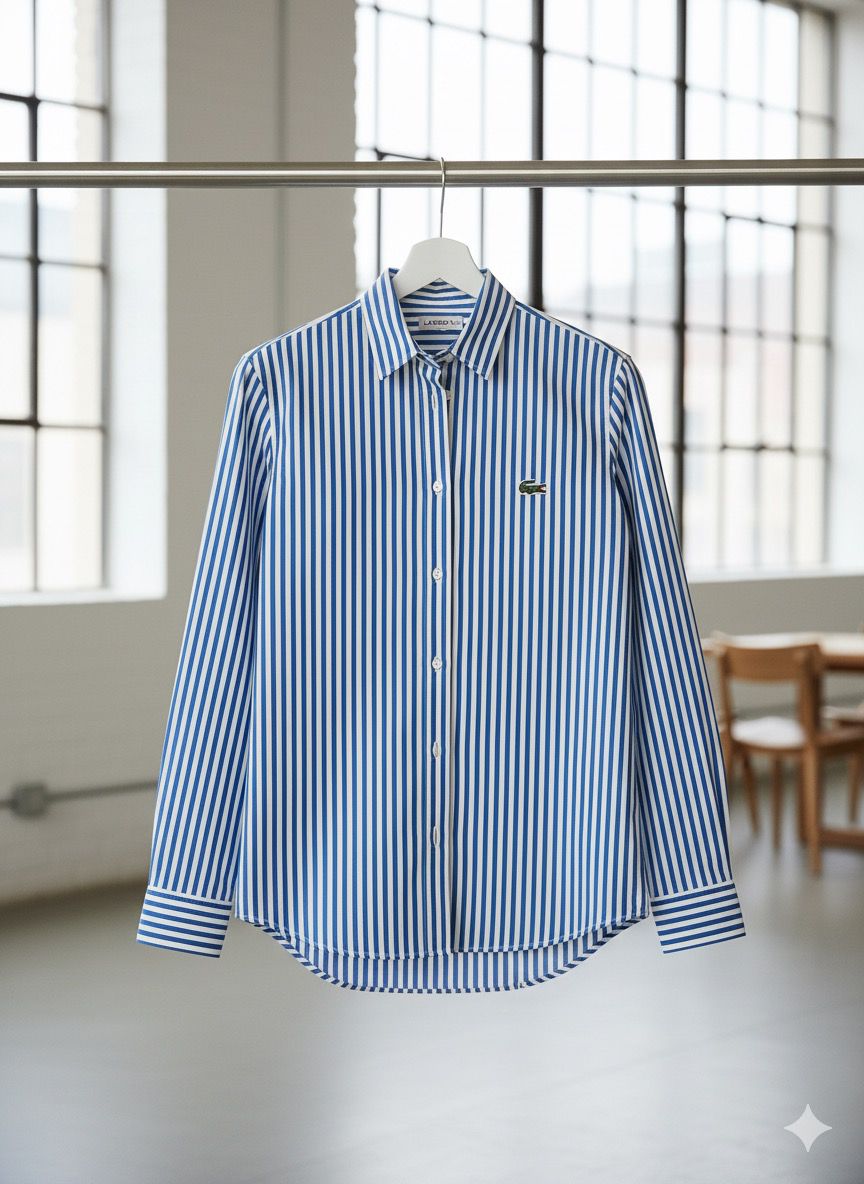 Classic Blue Striped Button-Down Shirt with Modern Tailored Fit