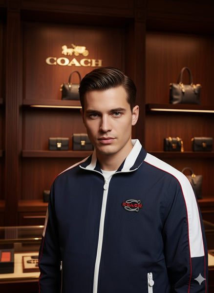 Luxury Navy Track Jacket with Retro Sport Detailing