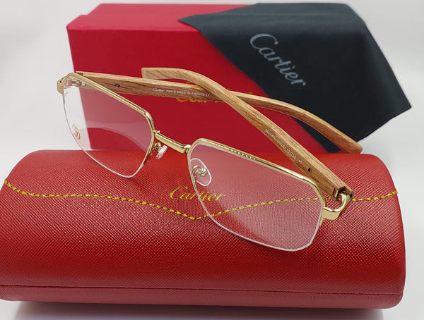 Exclusive Rimless Eyeglasses Luxury Wooden Temple Frame