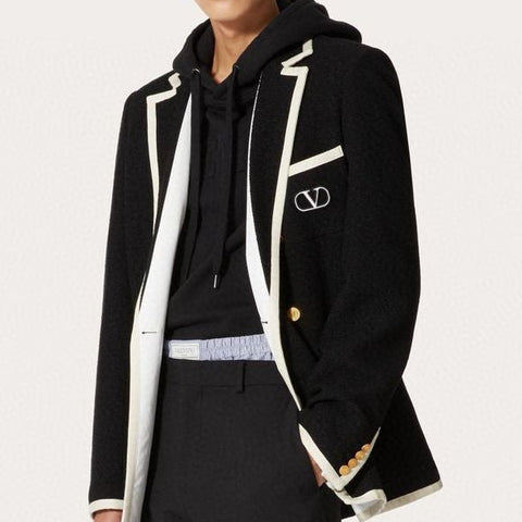 Premium double-breasted Blazer With Brand Logo