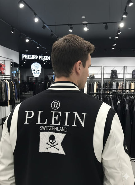 Premium  Skull Varsity Jacket Bold Monochrome Street Luxe