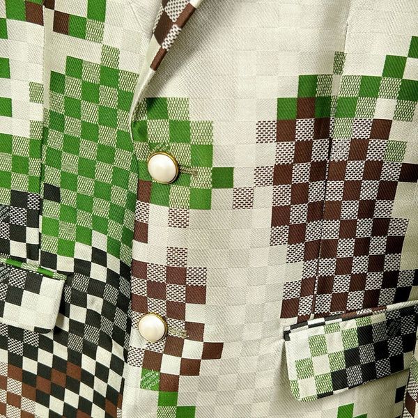 Premium Single-Breasted Tailored Damier Blazer