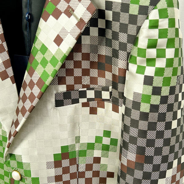 Premium Single-Breasted Tailored Damier Blazer