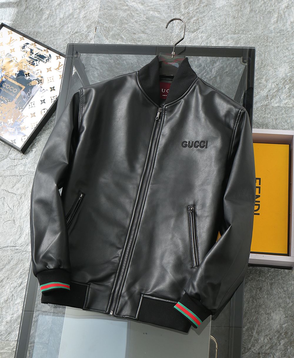 Premium Classic Black Leather Bomber Jacket