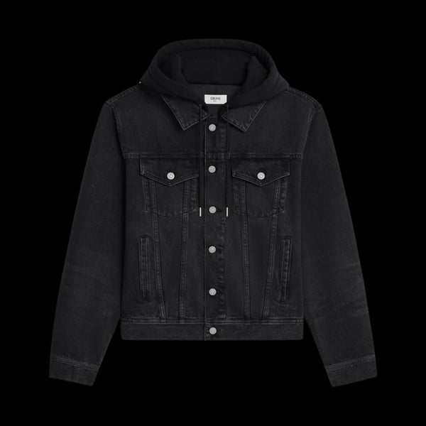 Imported Black Denim Hooded Jacket