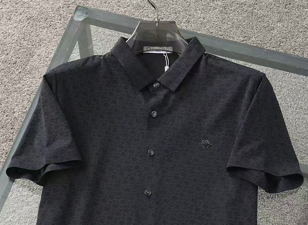 Luxury Monogram Short-Sleeve Shirt Refined Luxury in Subtle Elegance