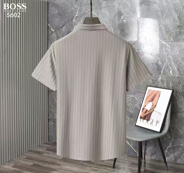 Luxury Classic Pinstripe Short-Sleeve Shirt