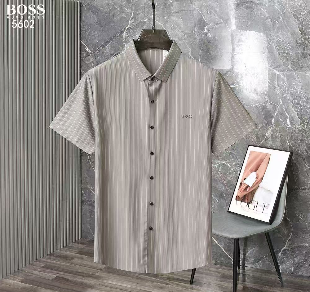 Luxury Classic Pinstripe Short-Sleeve Shirt