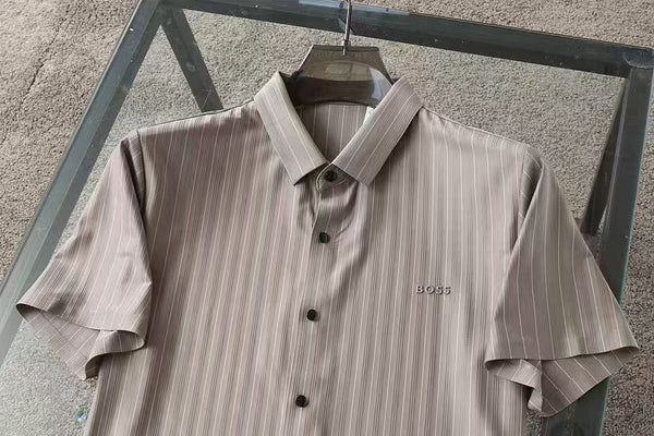 Luxury Classic Pinstripe Short-Sleeve Shirt