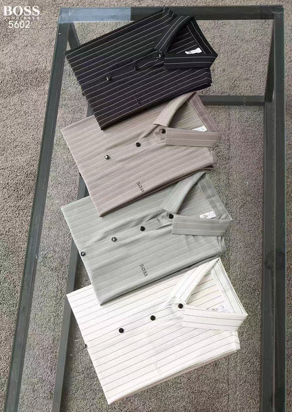 Luxury Classic Pinstripe Short-Sleeve Shirt