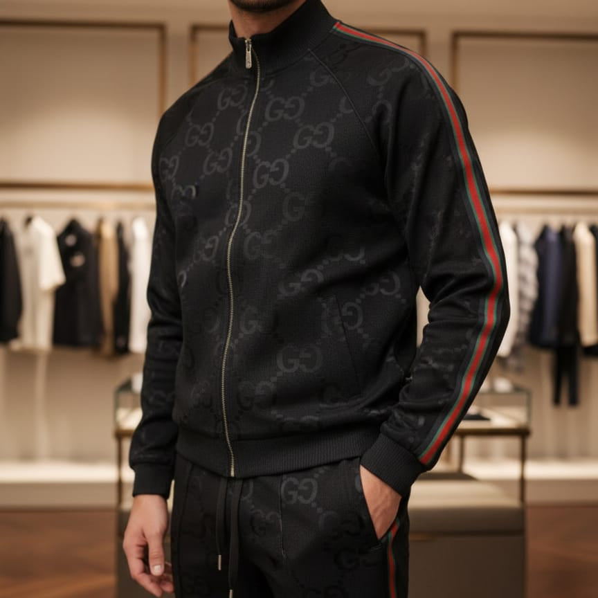 Luxury GG Monogram Tracksuit Red & Green Stripe Edition