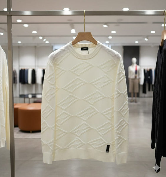 Premium Ivory Textured Knit Luxury Pullover