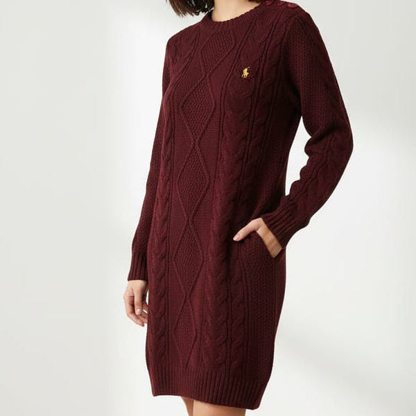 Premium Knitted Dress With Button Detail