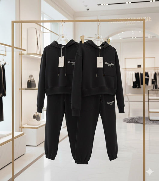 Luxury Black Women’s Hoodie & Jogger Tracksuit Set