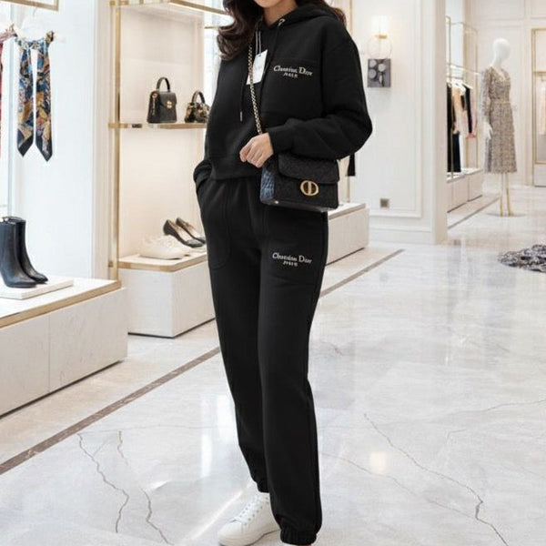 Luxury Black Women’s Hoodie & Jogger Tracksuit Set