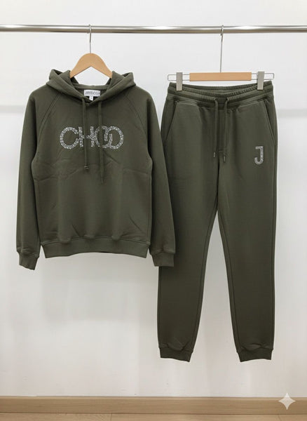 Olive Luxe Crystal-Detail Women’s Co-Ordinate Set