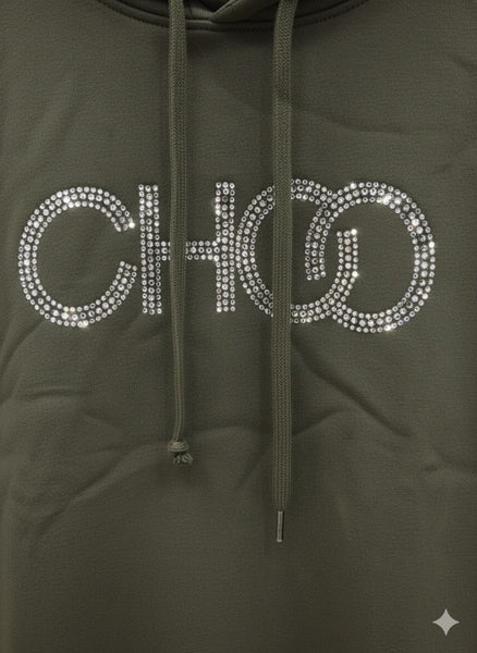 Olive Luxe Crystal-Detail Women’s Co-Ordinate Set