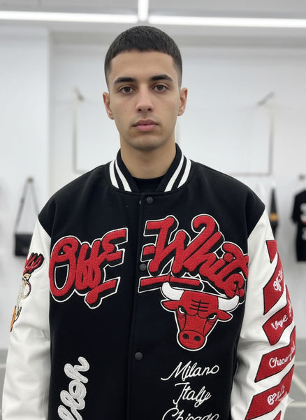 Exclusive Varsity Black  Branded Jackets With Leather Sleeves