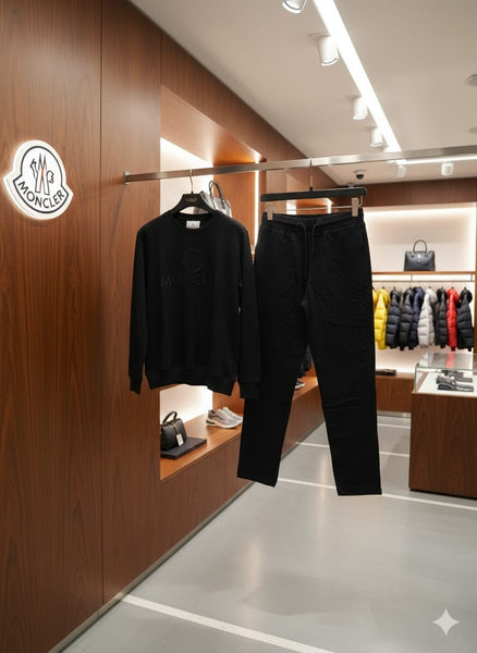 Premium Black Monochrome Men’s Luxury Track Set