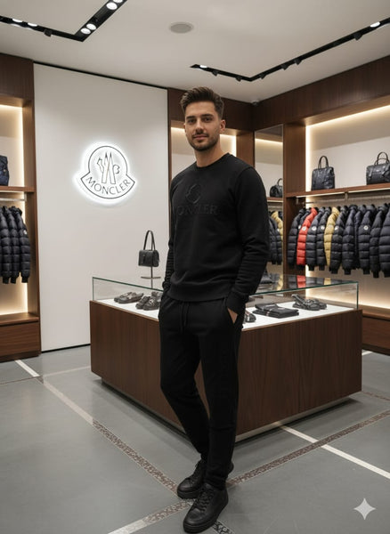 Premium Black Monochrome Men’s Luxury Track Set