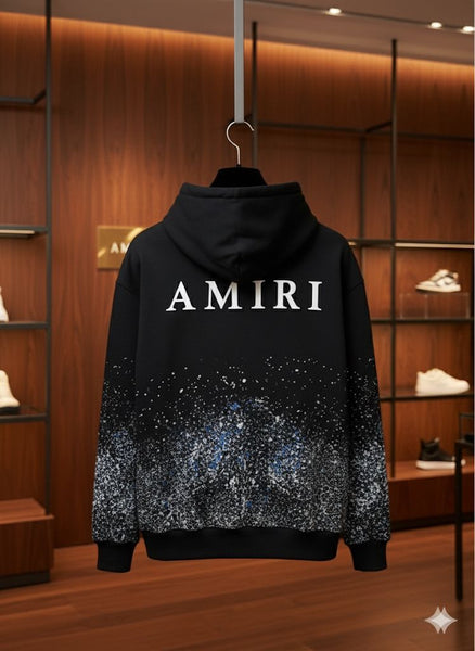 Midnight Nebula Luxe Hoodie with Splatter-Fade Design