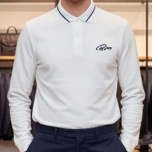 Luxury Brand Signature Long-Sleeve Polo