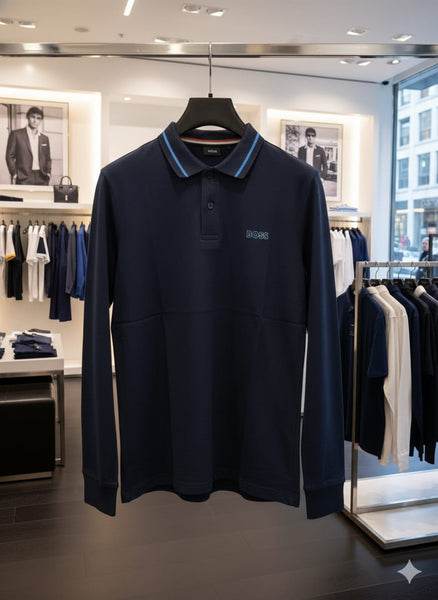 Luxury Brand Signature Long-Sleeve Polo